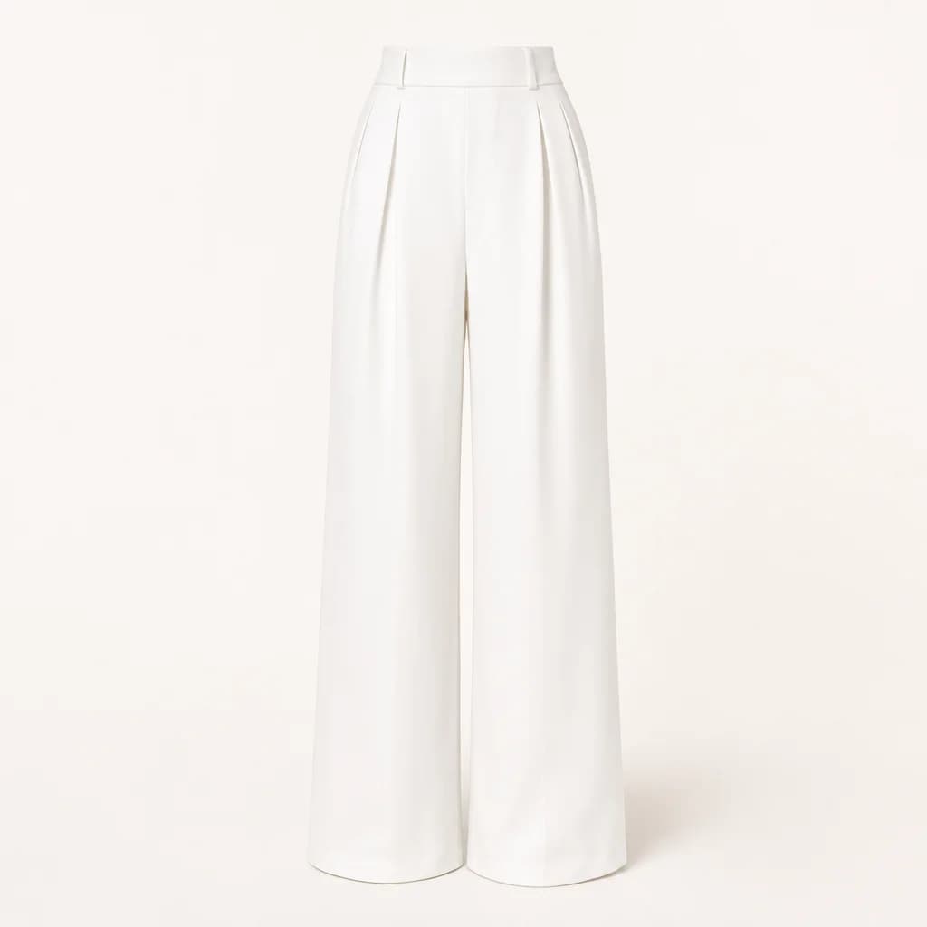 Pleated Wide-Leg Trousers — White