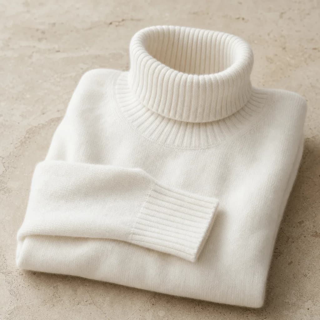 Cashmere Roll-Neck — Chalk